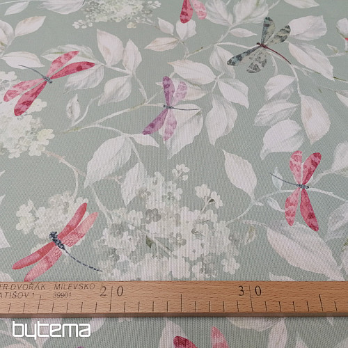 Tissu décoratif ROSETO DRAGONFLY gris-vert
