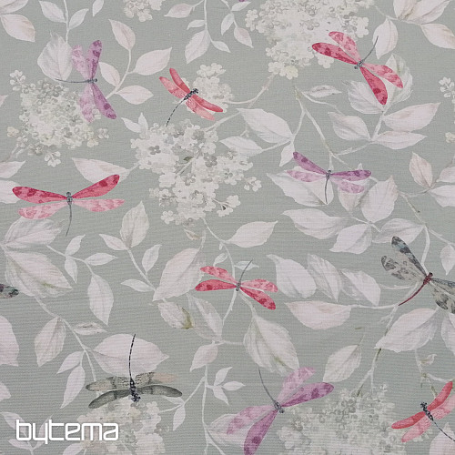 Tissu décoratif ROSETO DRAGONFLY gris-vert