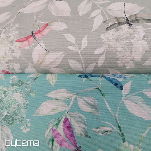 Tissu décoratif ROSETO DRAGONFLY turquoise