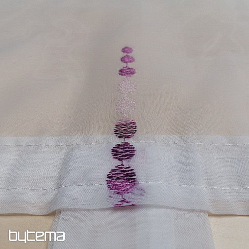 Rideau brodé pour vitrail - perles violettes