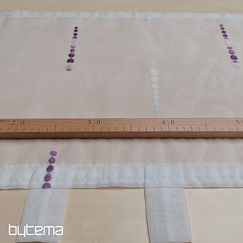 Rideau brodé pour vitrail - perles violettes