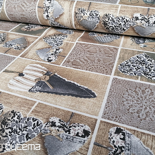 Tissu décoratif SRDÍČKA LIDIA gris