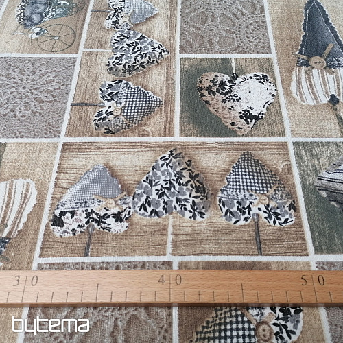 Tissu décoratif SRDÍČKA LIDIA gris