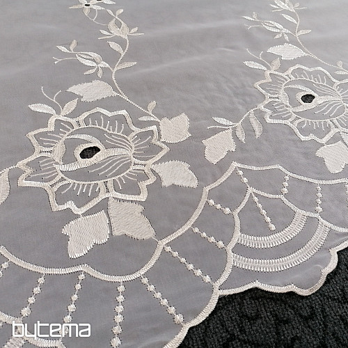 Rideau vitrail - voile avec broderie de fleurs