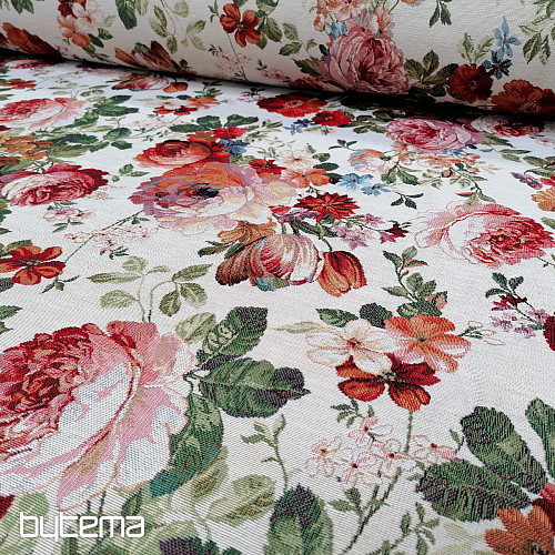 Tissu à tapisserie CRÈME ROSE