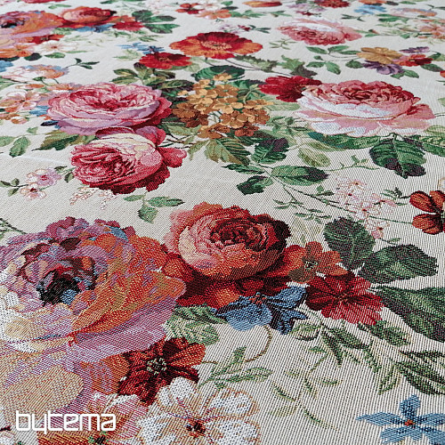 Tissu à tapisserie CRÈME ROSE