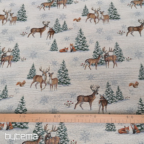 Tissu tapisserie ANIMAUX PRÈS DE L&#39;ARBRE