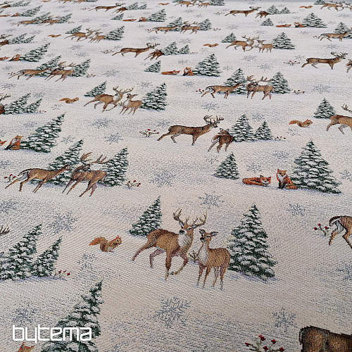 Tissu tapisserie ANIMAUX PRÈS DE L&#39;ARBRE