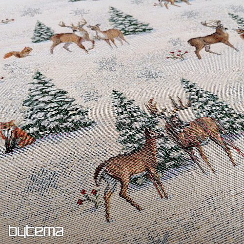 Tissu tapisserie ANIMAUX PRÈS DE L&#39;ARBRE