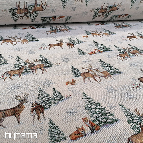 Tissu tapisserie ANIMAUX PRÈS DE L&#39;ARBRE