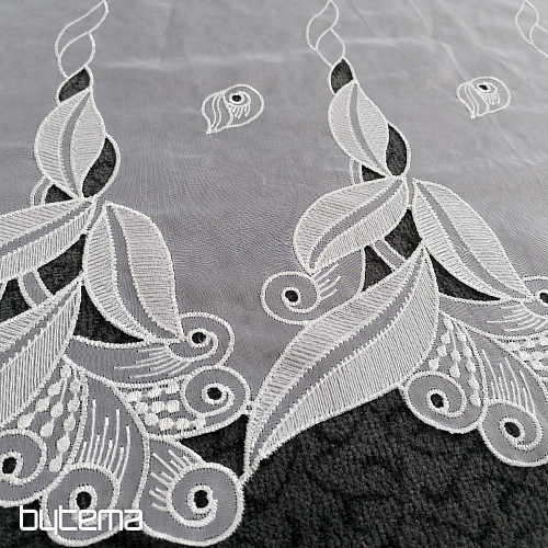 Rideau vitrail - voile à feuilles brodées 1696