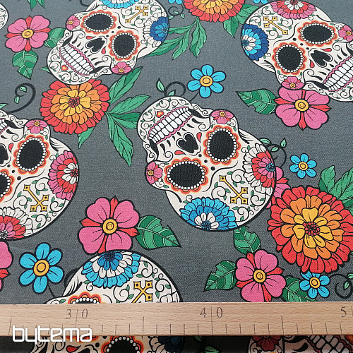 Tissu déco TANIS crânes