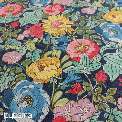 Tissu décoratif FLEURS D&#39;ÉTÉ - BLEU