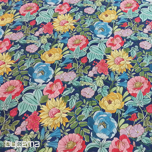 Tissu décoratif FLEURS D&#39;ÉTÉ - BLEU