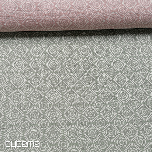 Tissu coton Geo soleil vert