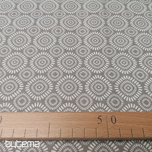 Tissu coton Geo soleil gris-beige