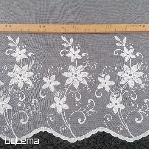 Rideau brodé de luxe H1/2913/175/01 blanc