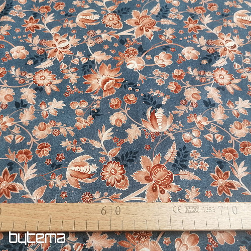 Tissu coton bleu VARANASI KALAMKARI