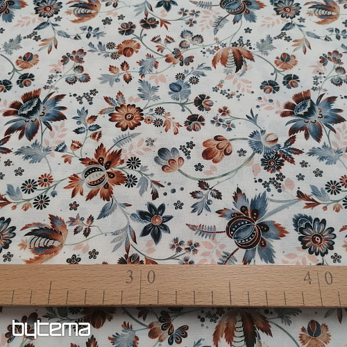 Tissu coton VARANASI KALAMKARI blanc