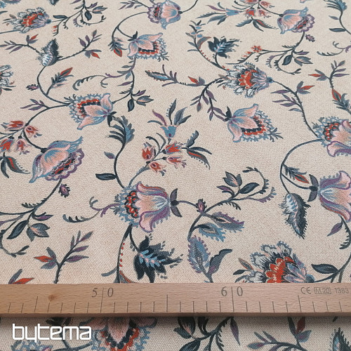 Tissu déco PETITE FLEUR BLEUE