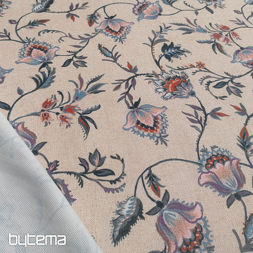 Tissu déco PETITE FLEUR BLEUE