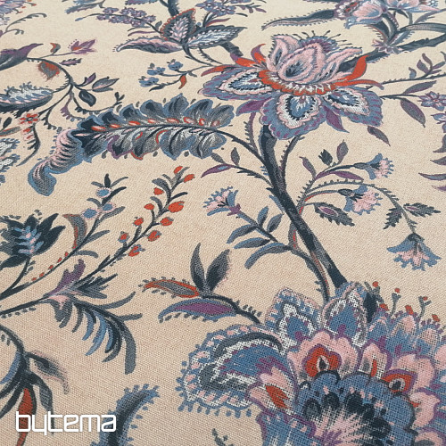Tissu déco GRANDE FLEUR BLEUE
