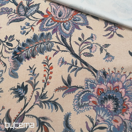 Tissu déco GRANDE FLEUR BLEUE