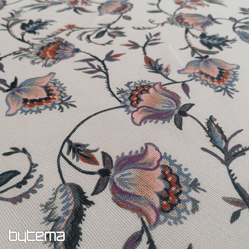 Tissu décoratif VARANASI-C petite fleur blanche