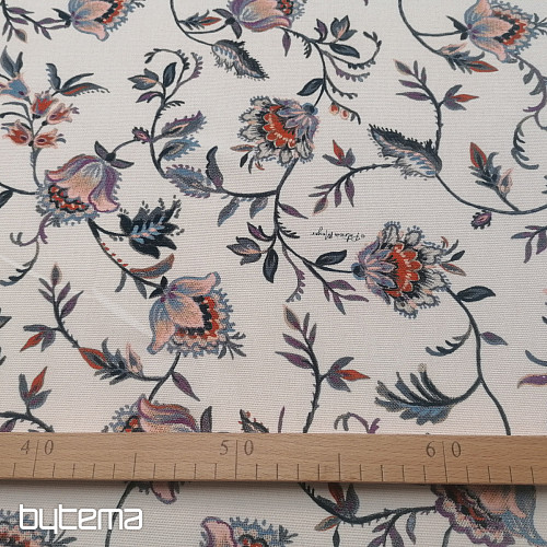 Tissu décoratif VARANASI-C petite fleur blanche