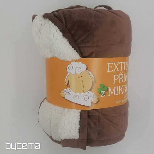 Couverture microfibre EXTRA DOUCE MOUTON couture MARRON