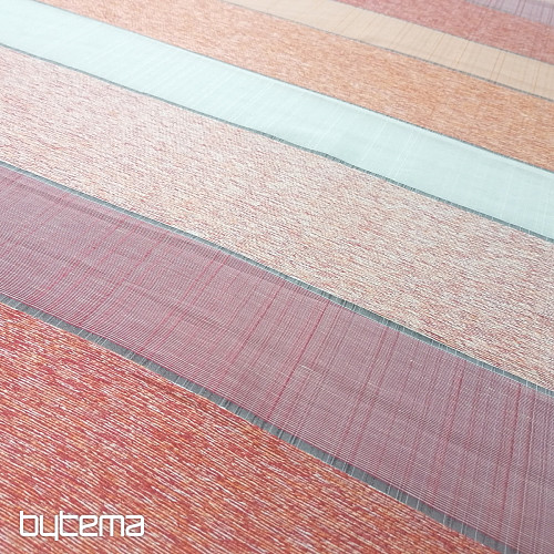 Tissu déco RAYURES orange-rouge
