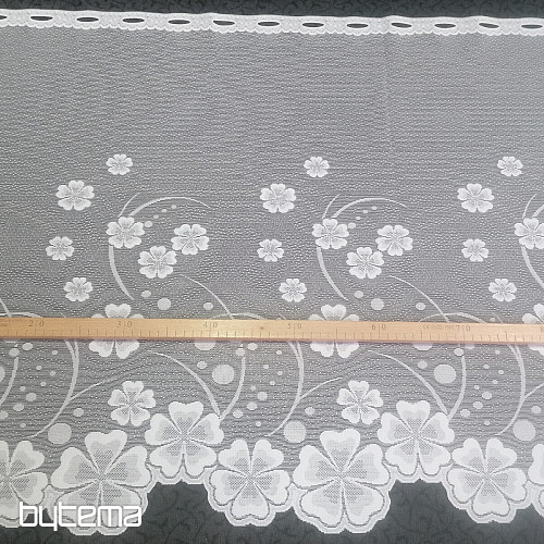 Rideau jacquard A39000 fleurs blanches