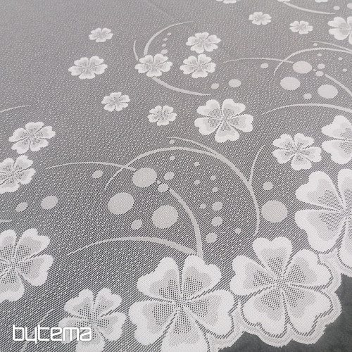 Rideau jacquard A39000 fleurs blanches