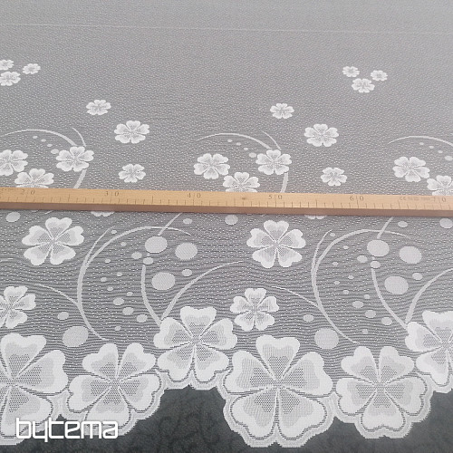 Rideau jacquard A39000 fleurs blanches