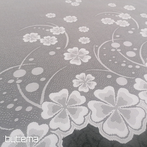 Rideau jacquard A39000 fleurs blanches