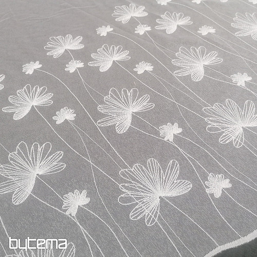Rideau blanc brodé de luxe avec fleurs 11749/0001