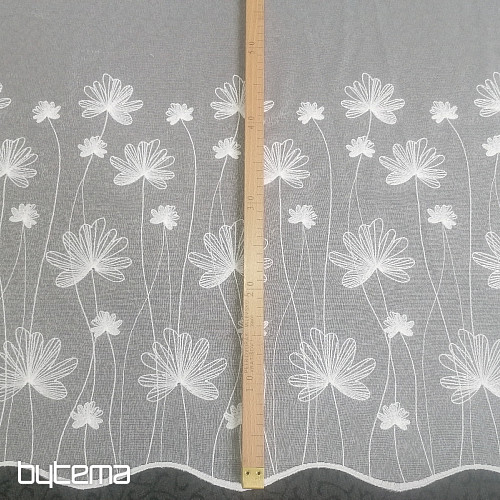 Rideau blanc brodé de luxe avec fleurs 11749/0001