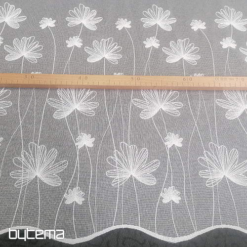 Rideau blanc brodé de luxe avec fleurs 11749/0001