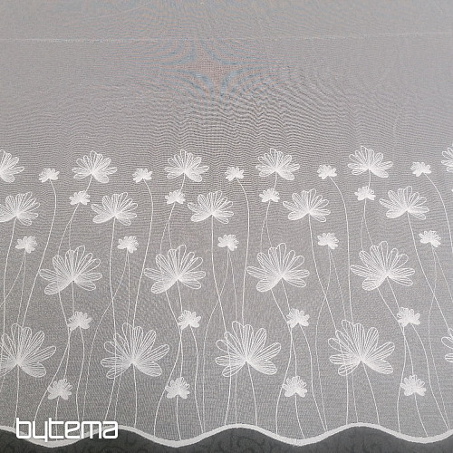 Rideau blanc brodé de luxe avec fleurs 11749/0001