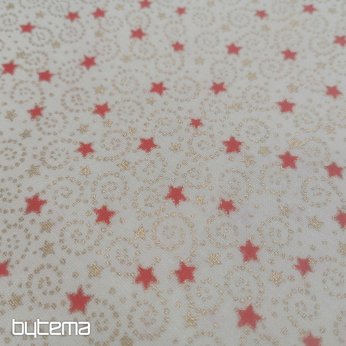Tissu de Noël en coton crème avec des mini étoiles