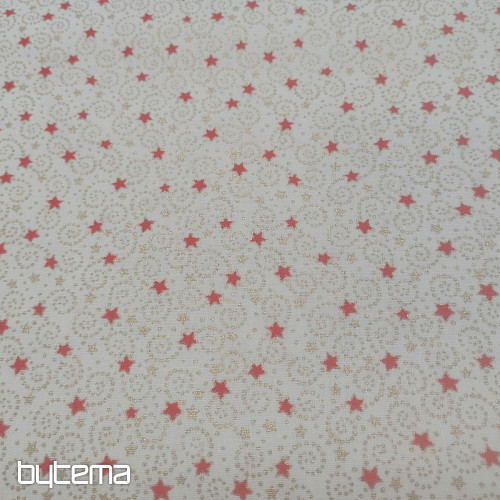 Tissu de Noël en coton crème avec des mini étoiles