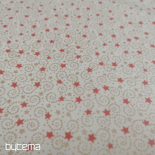 Tissu de Noël en coton crème avec des mini étoiles