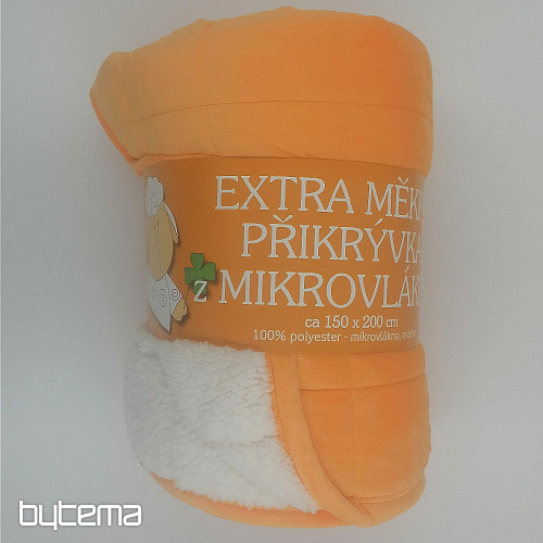 couverture microfibre EXTRA DOUCE MOUTON point orange clair