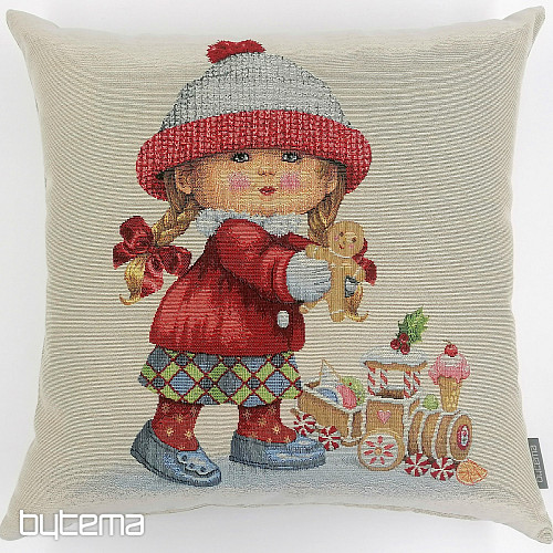 Couverture tapisserie de Noël FILLE AVEC UN JOUET