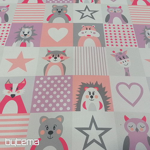 Tissu déco BLACK-OUT Animaux rose-violet