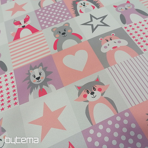 Tissu déco BLACK-OUT Animaux rose-violet