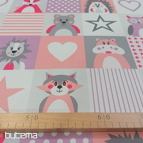 Tissu déco BLACK-OUT Animaux rose-violet