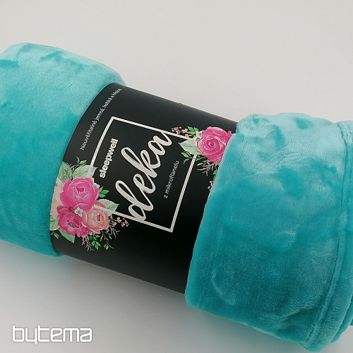 COUVERTURE EN MICROFLANELLE TURQUOISE FONCÉ