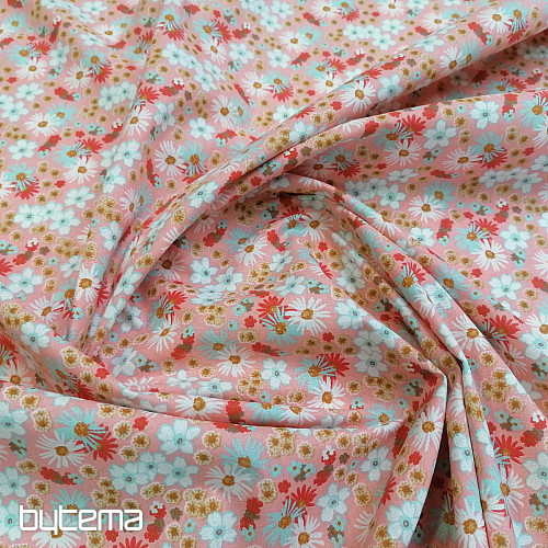 Tissu coton ZINIA fleurs de pêche