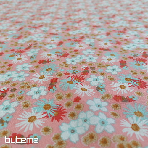 Tissu coton ZINIA fleurs de pêche